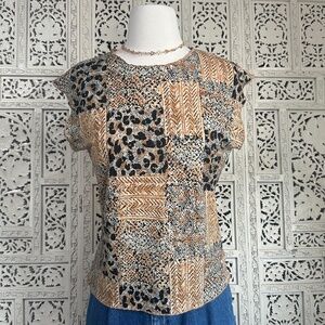 Vintage 90s Jaipur Animal Print Sequin Effect‎ Blouse Sz Small